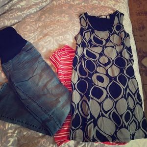 Maternity lot: jeans, top, and dress